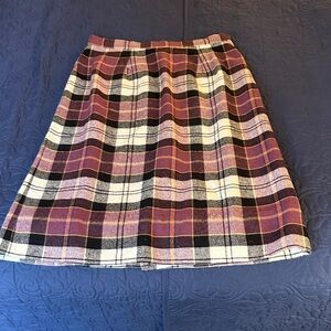 Elegant Plaid A-Line Skirt in Black, White, and Purple